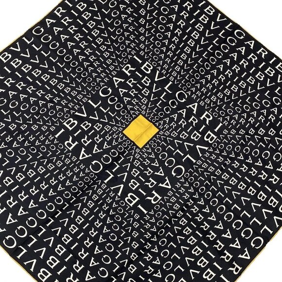 BVLGARI - Black Cream Dark yellow Scarf 138-080725